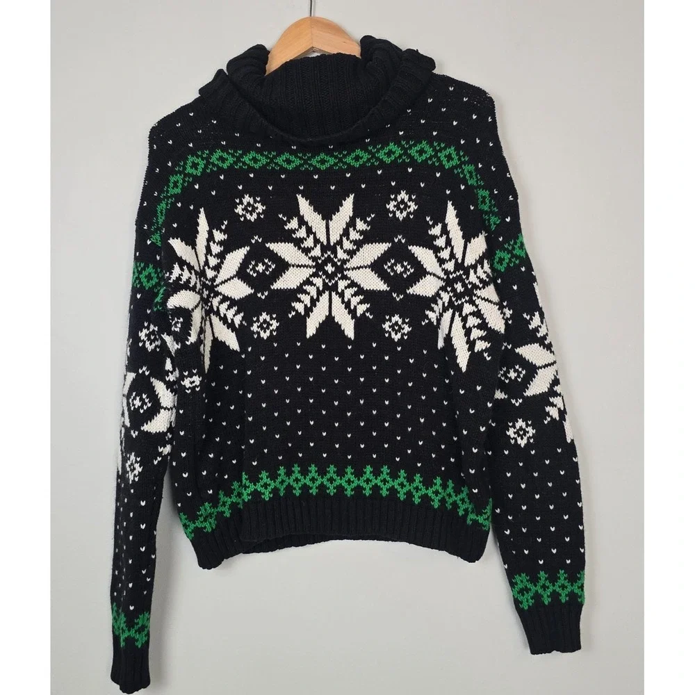 Polo Ralph Lauren Mens Fair Isle‎ Snowflake Cowl Neck Sweater M Angora Cashmere
